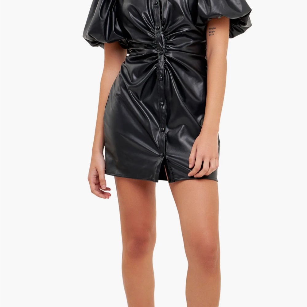 Endless Rose Black Faux Leather Mini Dress